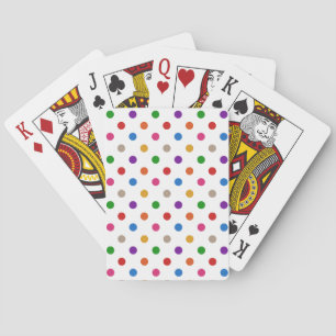 White Colourful Rainbow Polka Dots Design Playing Cards