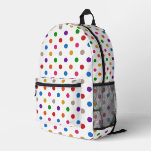 White Colourful Rainbow Polka Dots Design  Printed Backpack