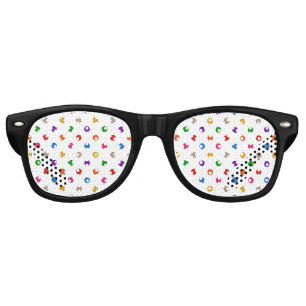 White Colourful Rainbow Polka Dots Design  Retro Sunglasses
