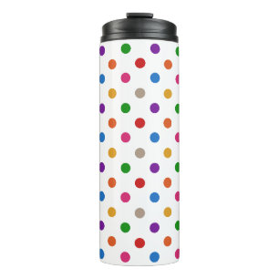 White Colourful Rainbow Polka Dots Design  Thermal Tumbler
