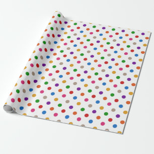 White Colourful Rainbow Polka Dots Design Wrapping Paper