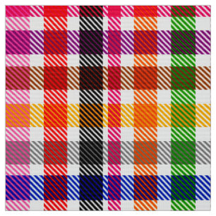White Colourful Twill Plaid Tartan Design  Fabric