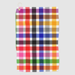 White Colourful Twill Plaid Tartan Design  Golf Towel