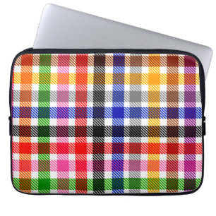 White Colourful Twill Plaid Tartan Design Laptop Sleeve