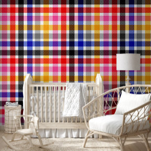 White Colourful Twill Plaid Tartan Design Wallpaper