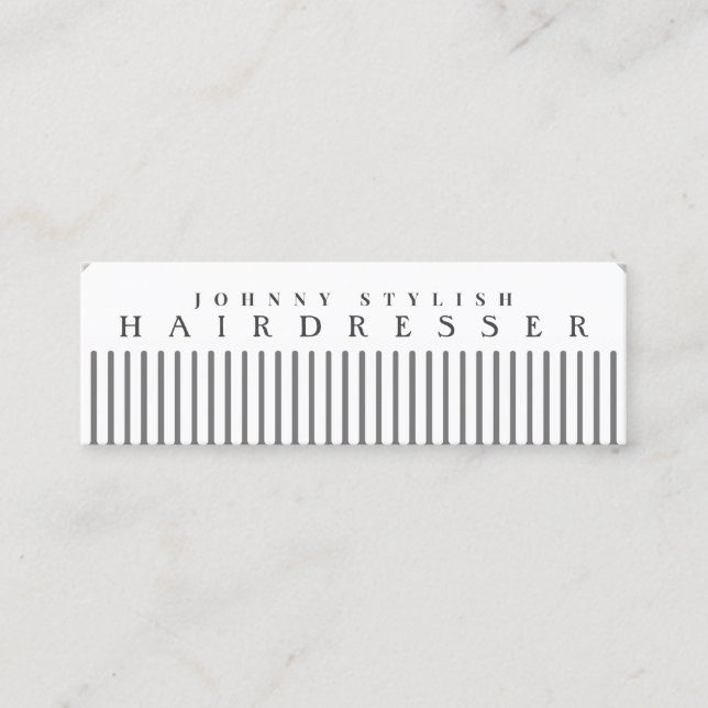 White comb faux looks  mini business card (Front)