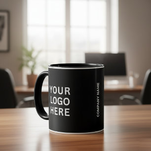 White Company Logo Custom Business Black Mug
