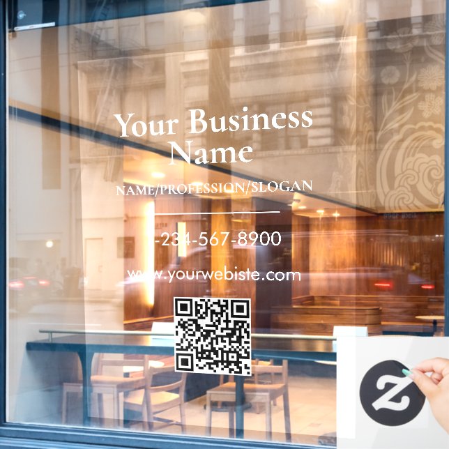 White Company Name Storefront QR Code Contact Info (Cafe Window)