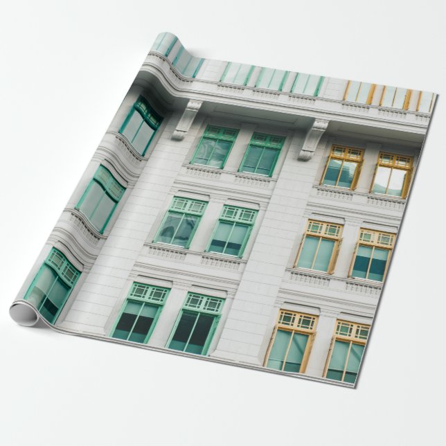 WHITE CONCRETE BUILDING-3 WRAPPING PAPER (Unrolled)