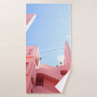 White concrete building bath towel