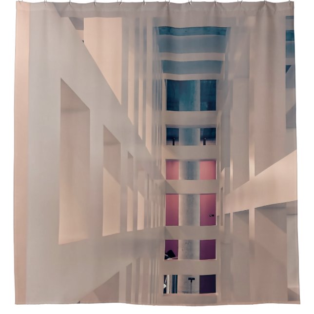 WHITE CONCRETE BUILDING SHOWER CURTAIN (Front)