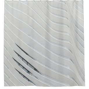 White concrete building wall shower curtain