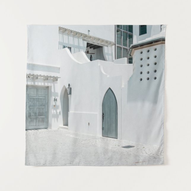 White concrete house tapestry (Front)