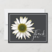 White Coneflower Charcoal Grey Backdrop Thank You