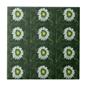 White Coneflower Floral Tile