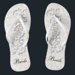 White Confetti Glitter & White Metallic | Bride Jandals<br><div class="desc">Bridal Party Flip Flop Shoes ready for you to personalise. If need be... you can start fresh with your own text, text colour and font choices with the Zazzle design tool area. ✔Note: Not all template areas need changed. 📌If you need further customisation, please click the "Click to Customise further"...</div>