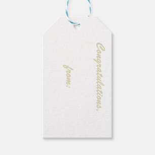 White Congratulations Gift Tag (gold script)