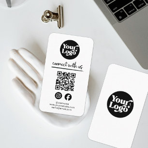 White Connect With Us QR Code Logo Social Media Business Card