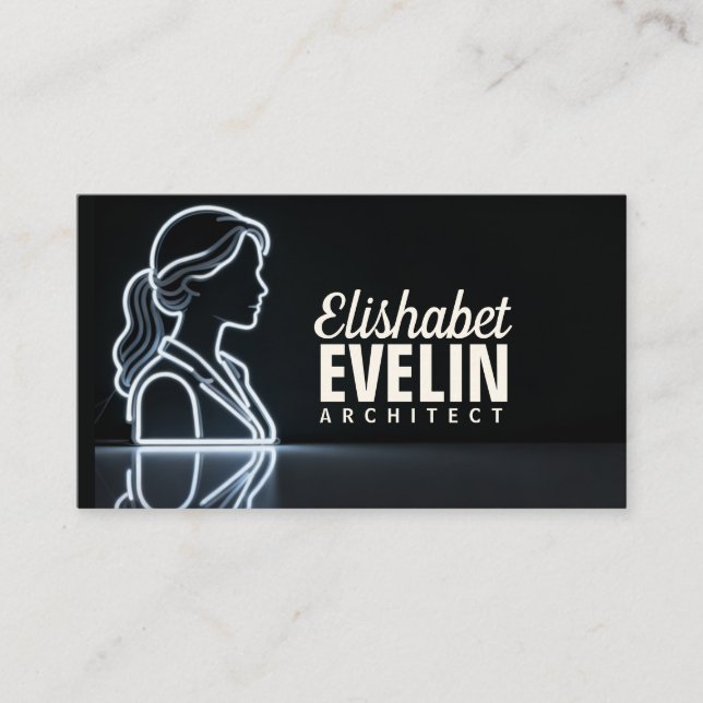 White Contours with Reflection: A Modern Silhouet Business Card (Front)