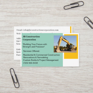 White  Contractor Yellow Construction  Bulldozer  Business Card