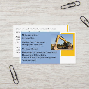 White  Contractor Yellow Construction  Bulldozer  Business Card