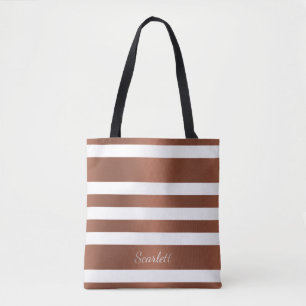 White copper striped tote bag