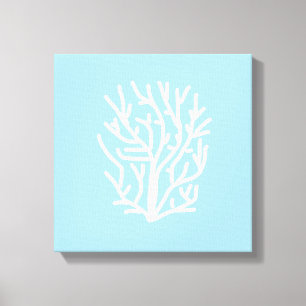 White coral eco ocean blue and white canvas print