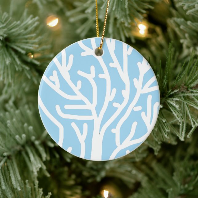 White coral eco ocean blue and white ceramic tree decoration (Tree)