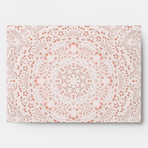 White & Coral Lace Fabric Image Background Envelope