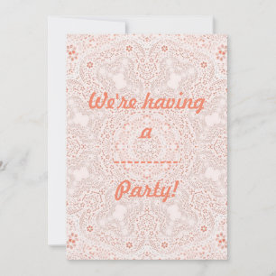 White & Coral  Lace Fabric Image  Background Invitation