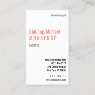 White, coral: Modern! Business Card