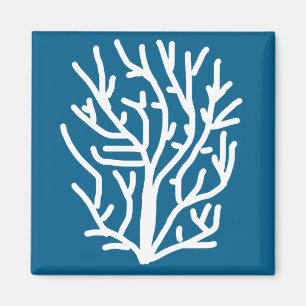 White coral on blue aquatic life magnet