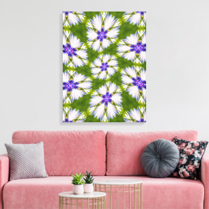 White Cornflowers Pattern Canvas Print