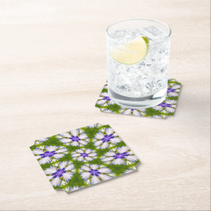 White Cornflowers Pattern Paper Coaster