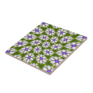 White Cornflowers Pattern Tile