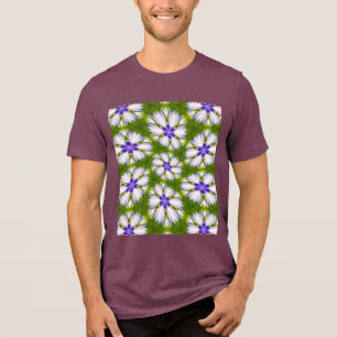 White Cornflowers Pattern Tri-Blend Shirt