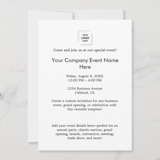 White Corporate Event Branding Design Invitation (Front)