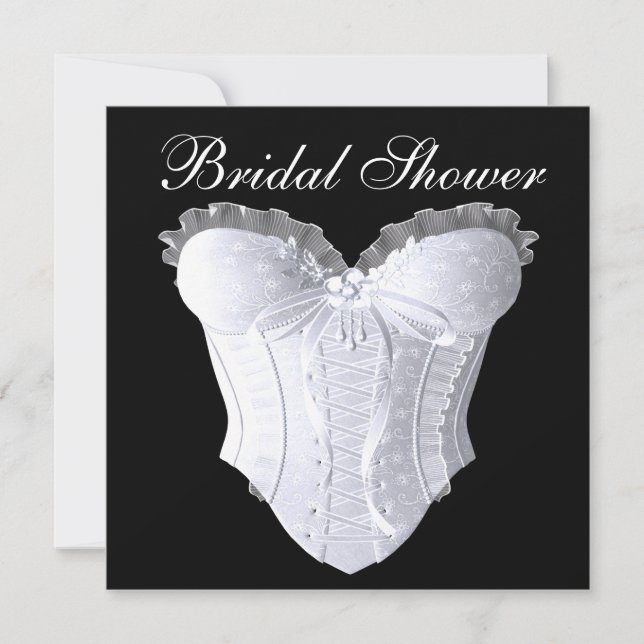 White Corset Bridal Shower Any Colour Background Invitation (Front)