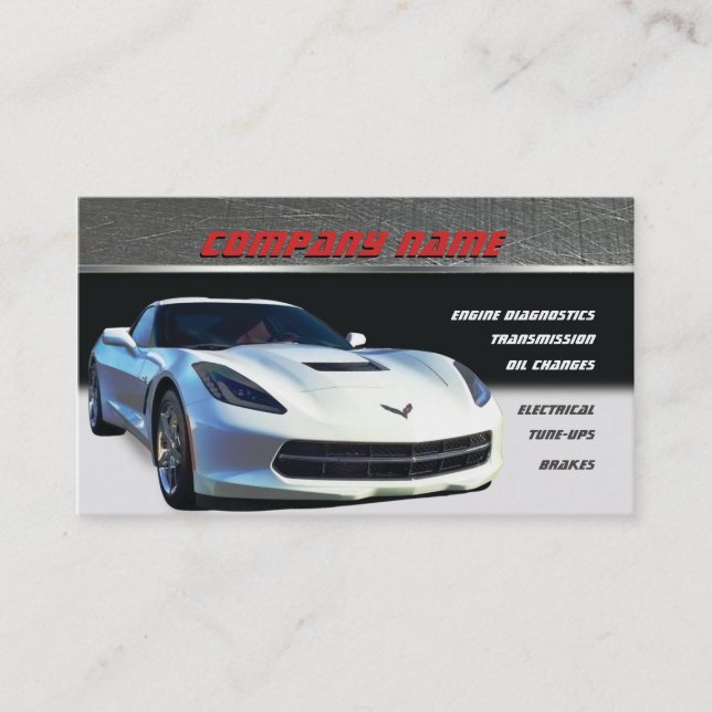 White Corvette Business Cards (Front)