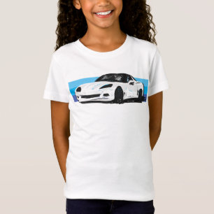 White Corvette C6 with Blue Stripes T-Shirt