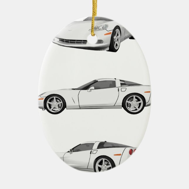 White Corvette: Ceramic Tree Decoration (Front)