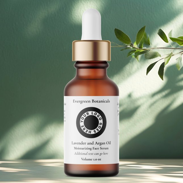 White cosmetics dropper bottle label with logo (Creator Uploaded)