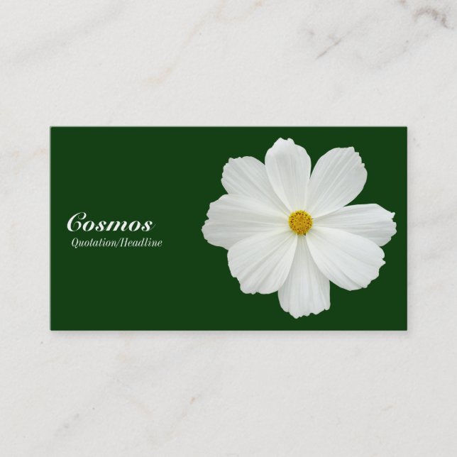 White Cosmos - Dark Green 003300 Business Card (Front)