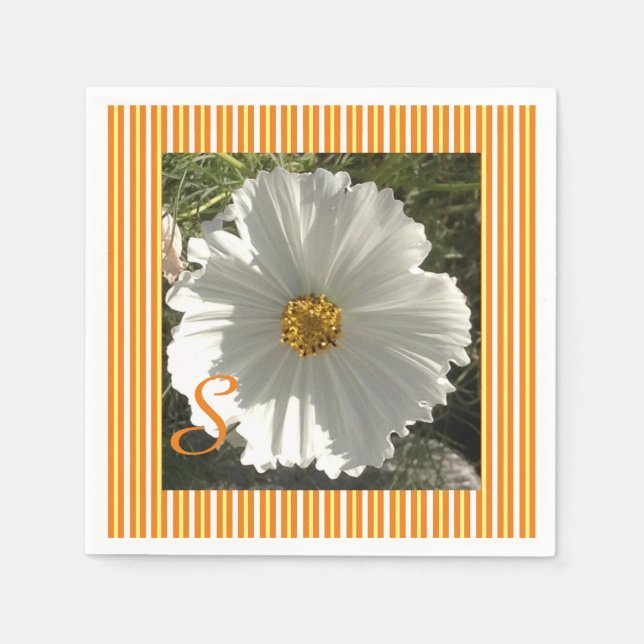 White Cosmos Flower Napkin (Front)