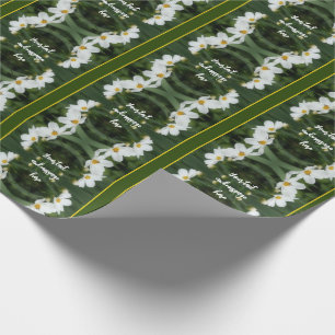 White Cosmos Flowers And Bee Personalised Wrapping Paper