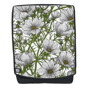 White cosmos flowers backpack