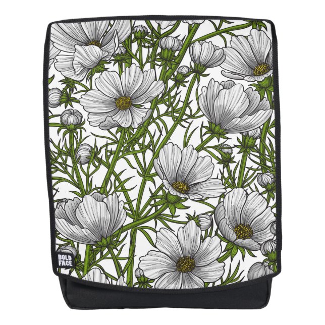 White cosmos flowers backpack (Front)