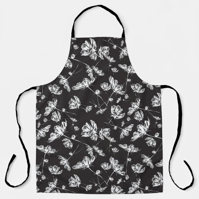 White cosmos flowers: isolated pattern. apron (Front)