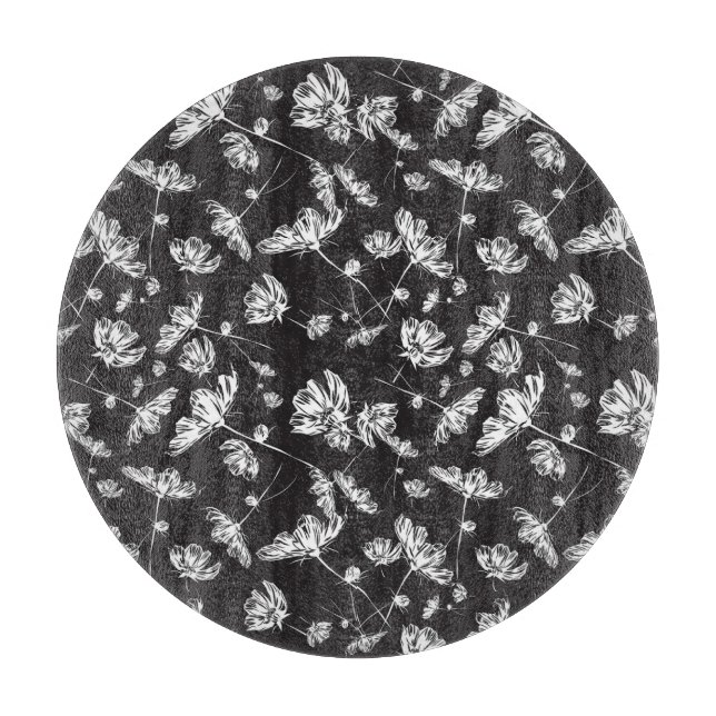 White cosmos flowers: isolated pattern. cutting board (Front)
