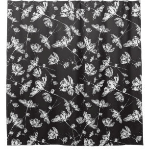 White cosmos flowers: isolated pattern. shower curtain